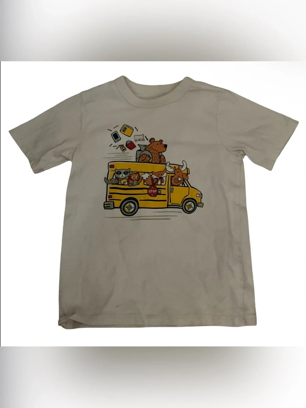 The Children’s Place Boys 4T Bundle of 2 Graphic T-Shirts Dinosaur & School Bus
